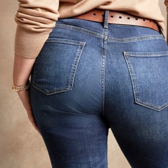 "NWT" Banana Republic Curvy Girlfriend Low Rise Stretchy Jeans In Dark Wash-28/6 - Picture 2 of 15